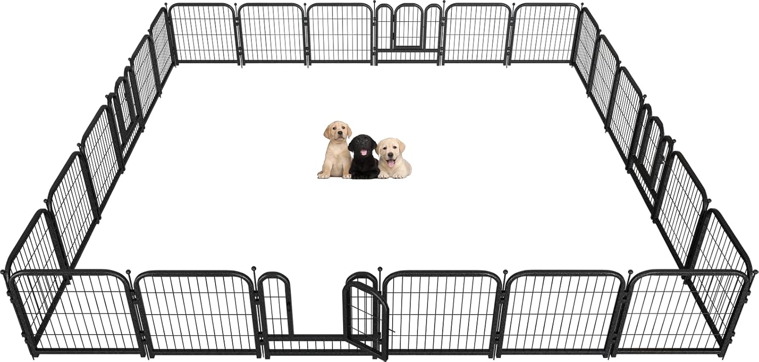 Metal Dog Playpen for Indoor and Outdoor Use, 24 Panels