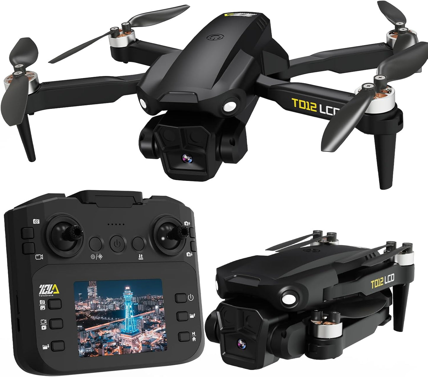 TD12LCD Drone with Camera for Beginners - Foldable Quadcopter