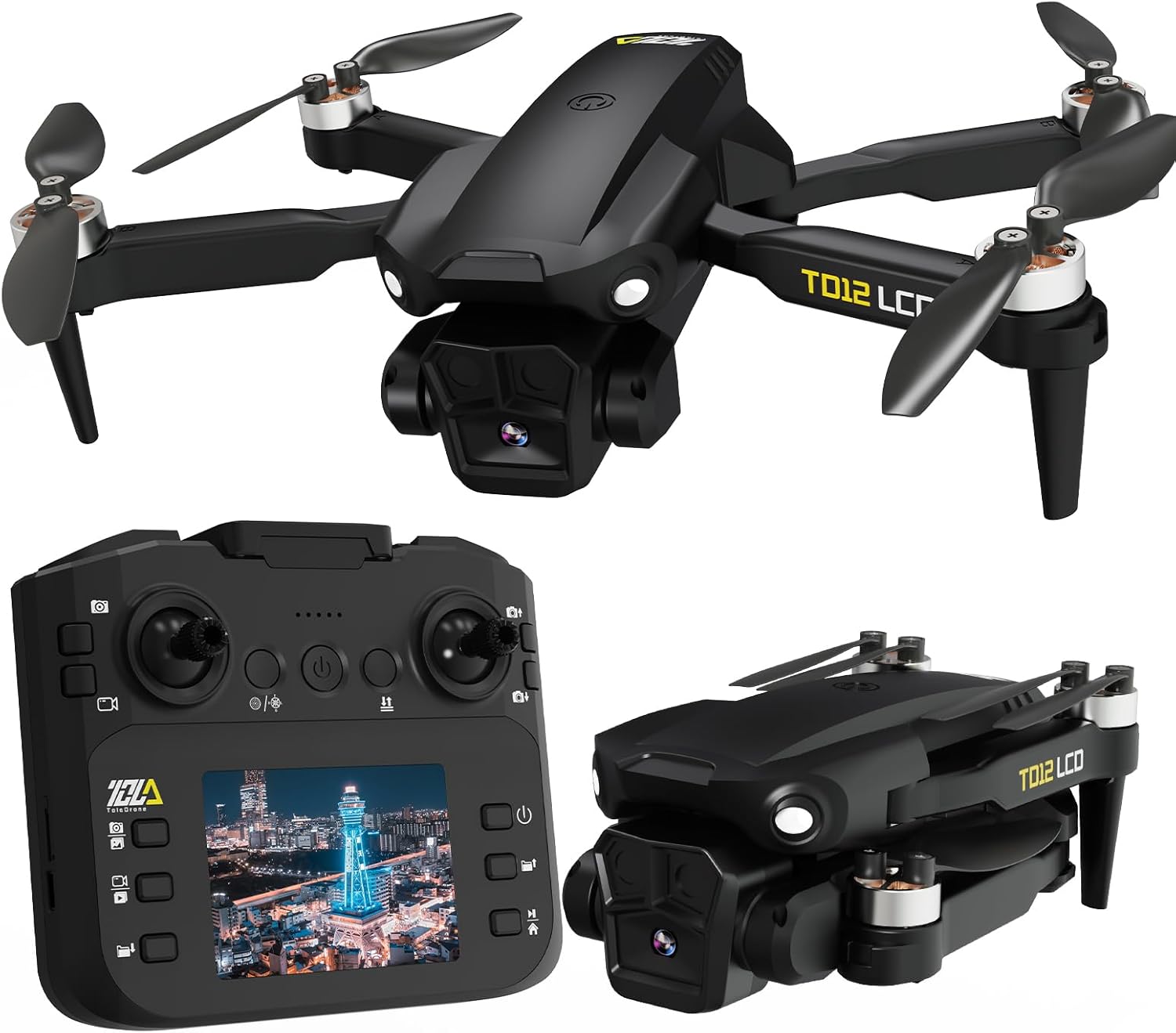 TD12LCD Drone with Camera for Beginners - Foldable Quadcopter