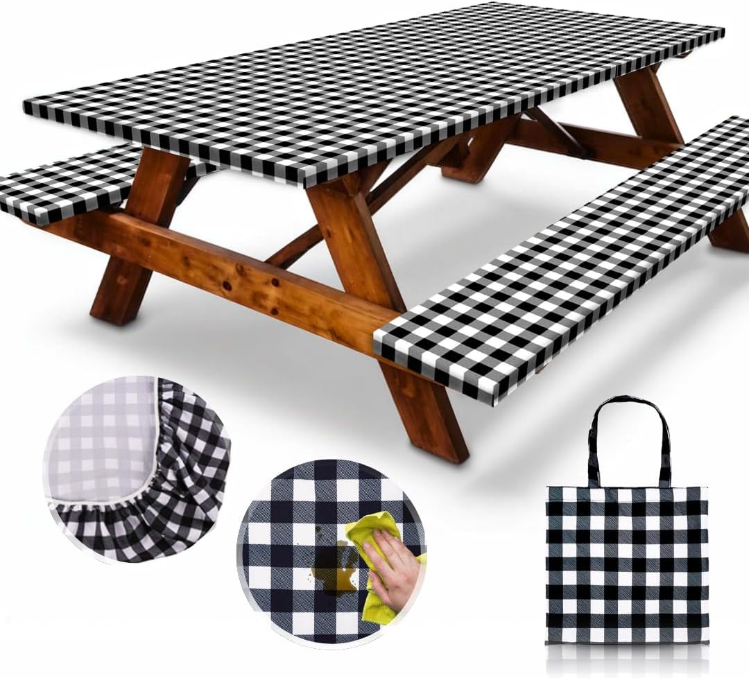 RNOONY 8ft Polyester Picnic Table Cover for Outdoor Adventures