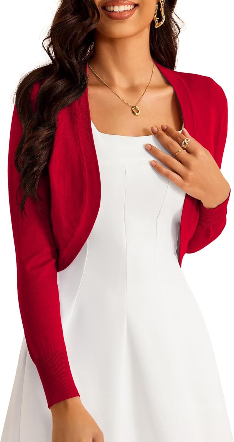 Women's Cropped Cardigan Bolero Shrug Open Front Sweater