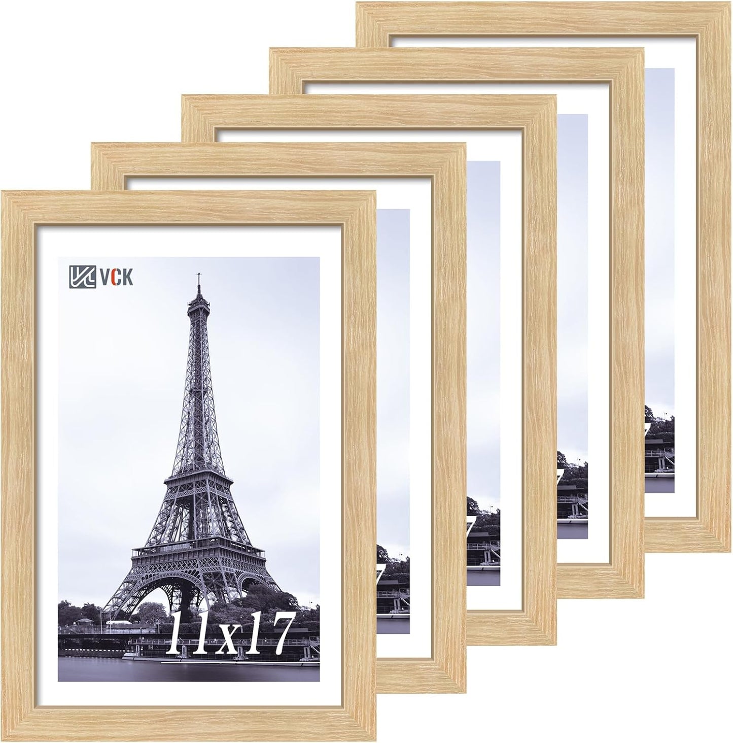 VCK 11x17 Picture Frame 5 Pack - Natural Solid Wood Frames