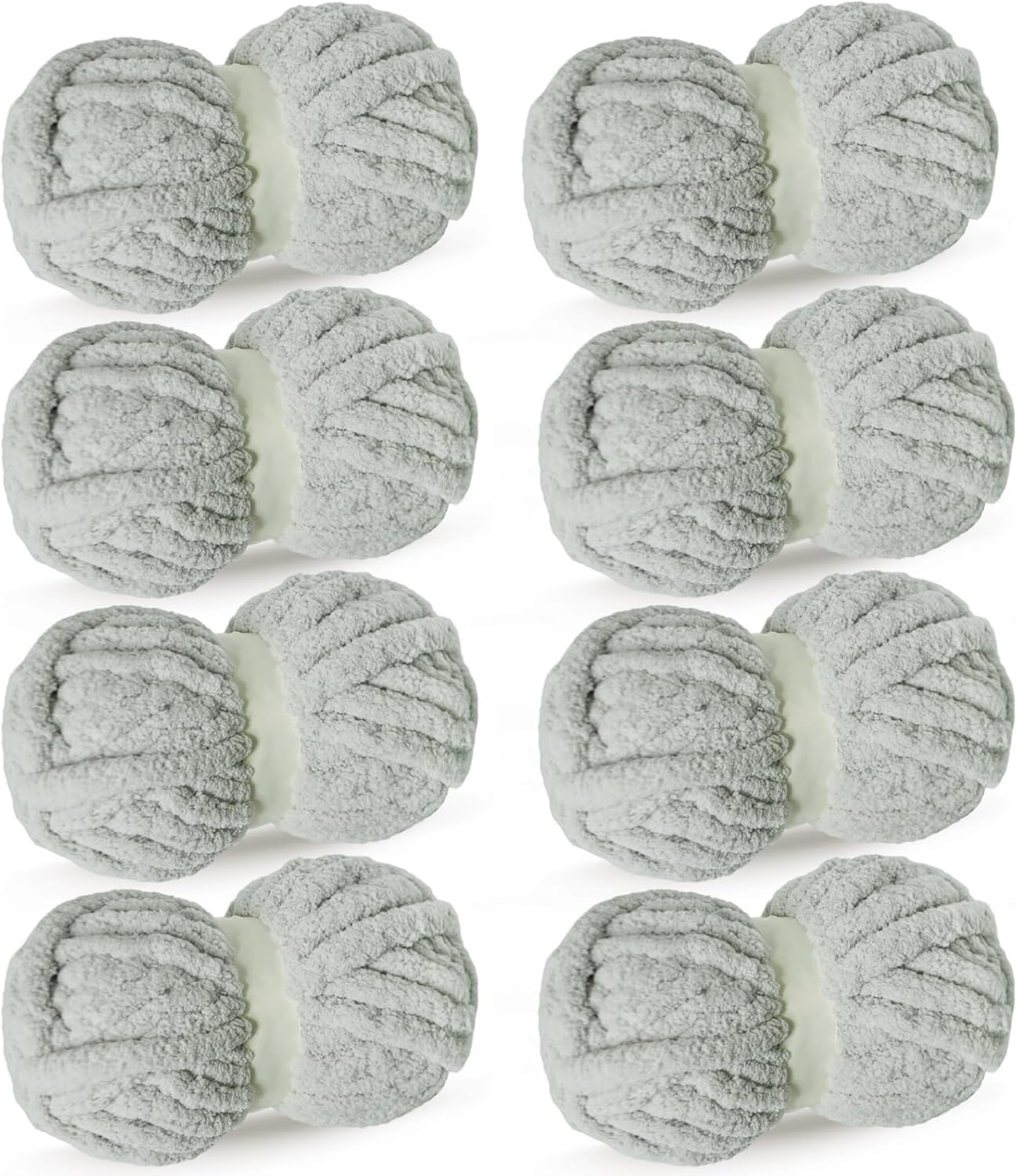 Light Gray Chunky Chenille Yarn for Crocheting and Knitting