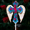 YJFWAL Solar Glass Cross Garden Stake Light for Memorials