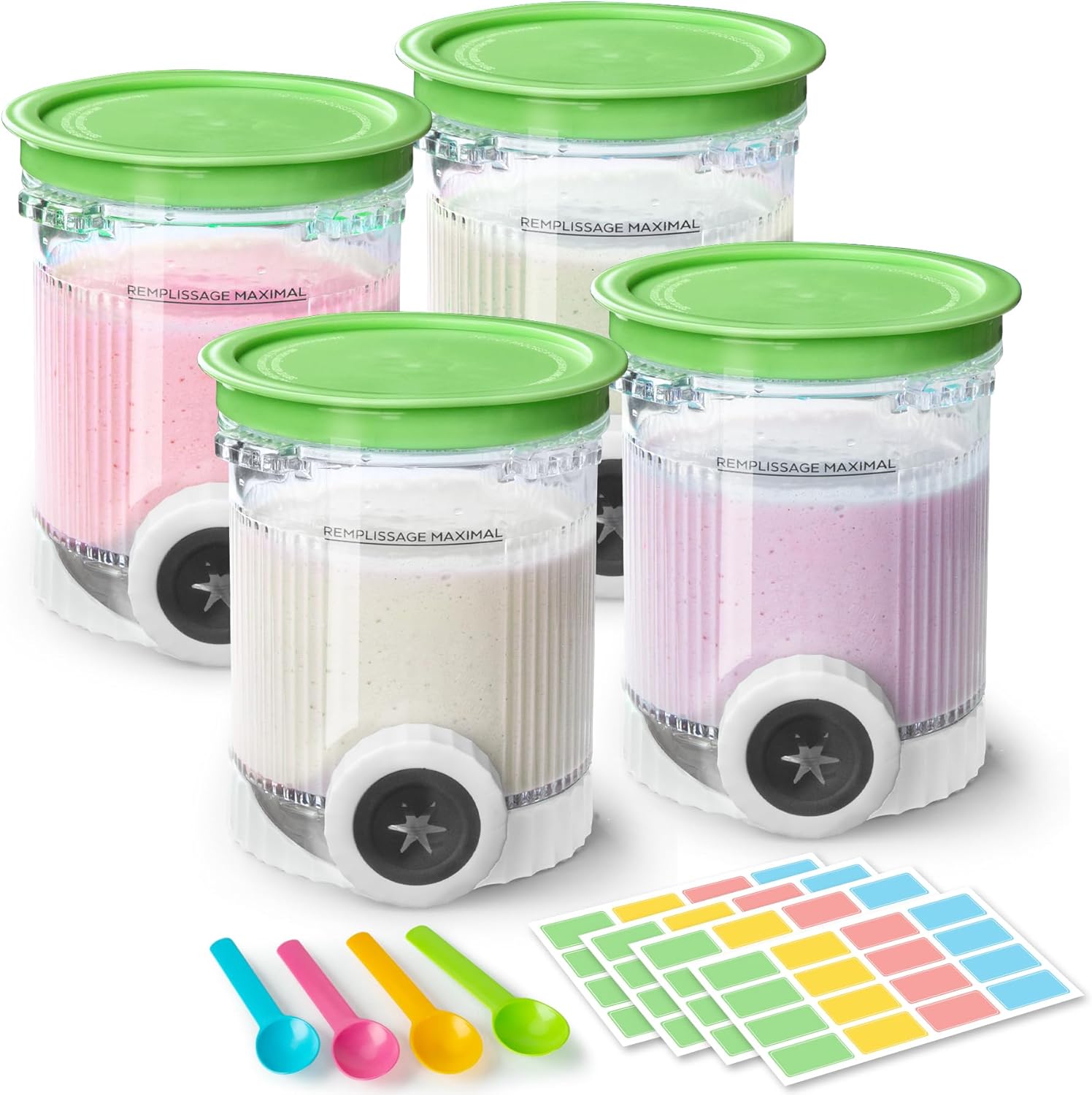 GuanQiao 4 Pack Creami Swirl Pints & Lids for Ninja NC700