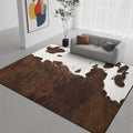 Cowhide Print Washable Area Rug 5x7 - Soft Non-Slip Living Room Rug