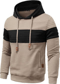 Mens Sweatshirts Long Sleeve Pullover Patchwork Plaid (Style 64Z8)