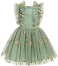 Girls Confetti Birthday Princess Dress Ruffle Sleeve Boho (3-10T)