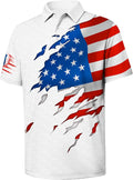 V VALANCH Mens American Flag Polo Shirt for Patriotic Style