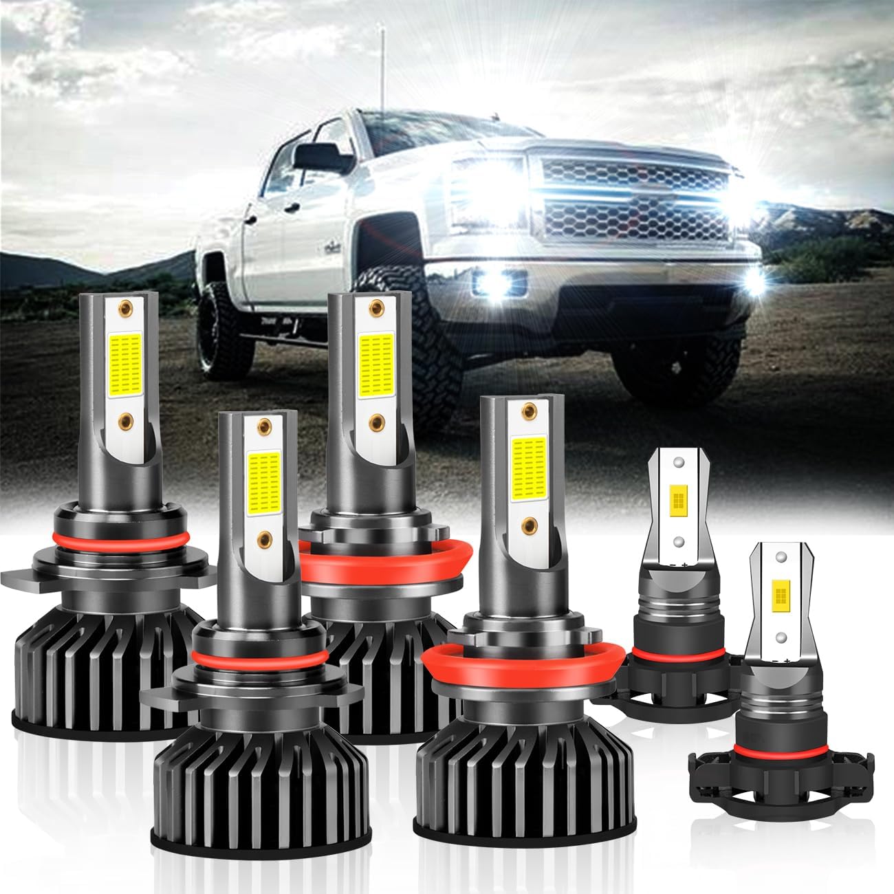 9005 H11 LED Bulbs for Chevy Silverado 1500 2500HD 2007-2019