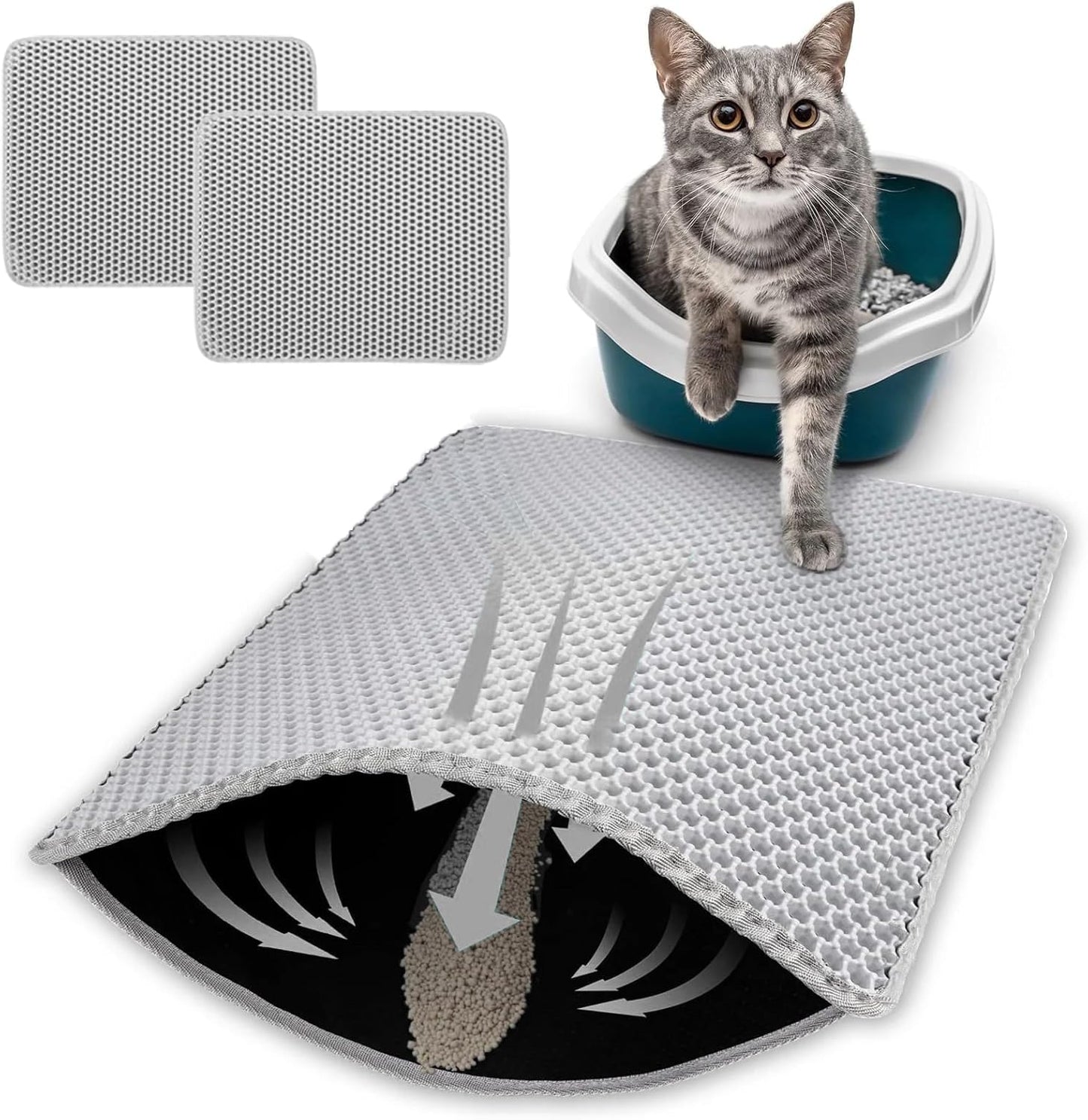 Double Layer Cat Litter Mat for Easy Cleanup and Less Waste