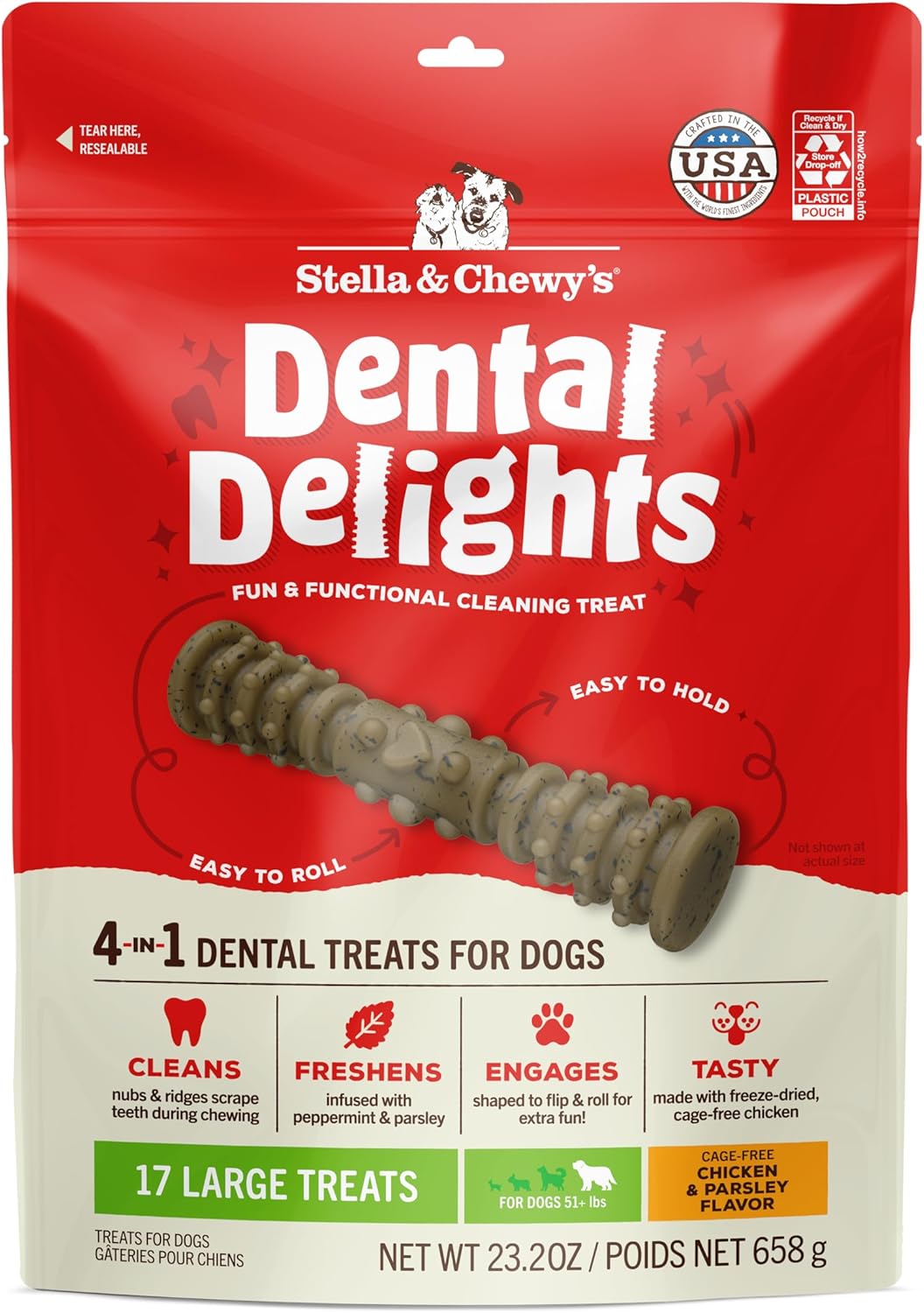 Stella & Chewy's Dental Delights: Large Freeze-Dried Chicken Treats