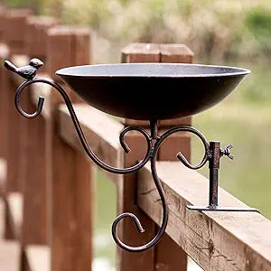 Deck Mounted Bird Bath with Sturdy Clamp for Outdoor Use