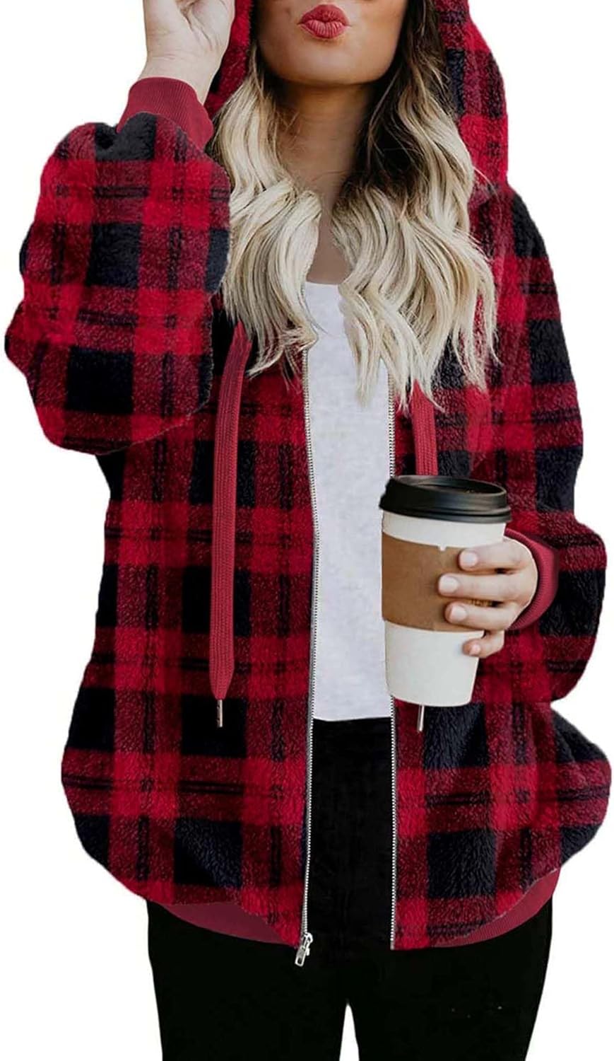 ReachMe Womens Oversized Sherpa Jacket for Cozy Fall Style