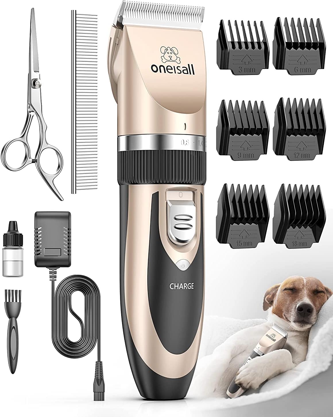 Oneisall Dog Clipper Low Noise Grooming Kit for Pets