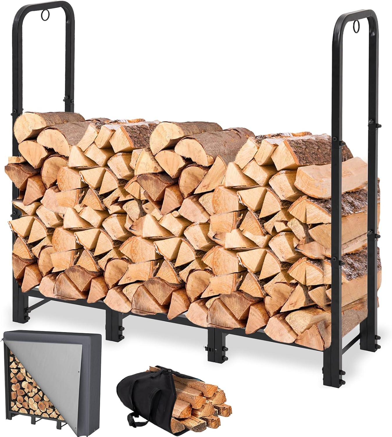 4FT Firewood Rack Outdoor with Cover for Versatile Storage