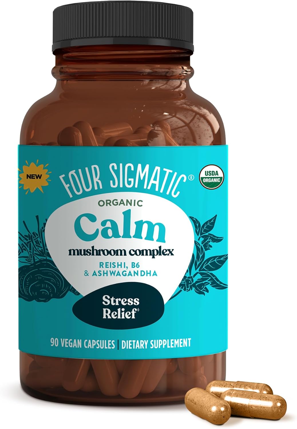 Four Sigmatic Calm Capsules for Stress Relief and Mood Boost