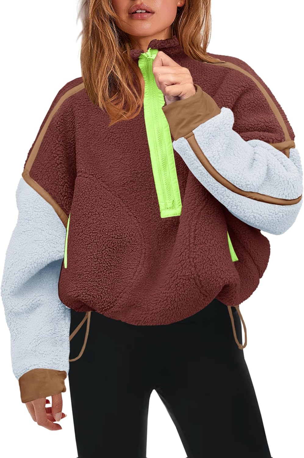 Panadila Womens Half Zip Sherpa Fleece Pullover for Cozy Style