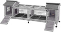 Rabbit Hutch with Double House and Run - Spacious Indoor Outdoor Cage