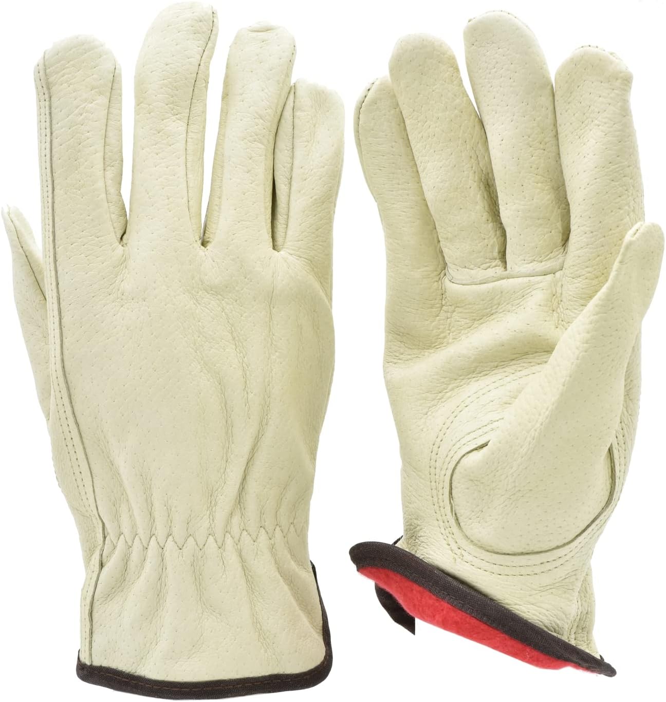 Warm & Durable Pig Skin Gloves, 3 Pack - Men's Large