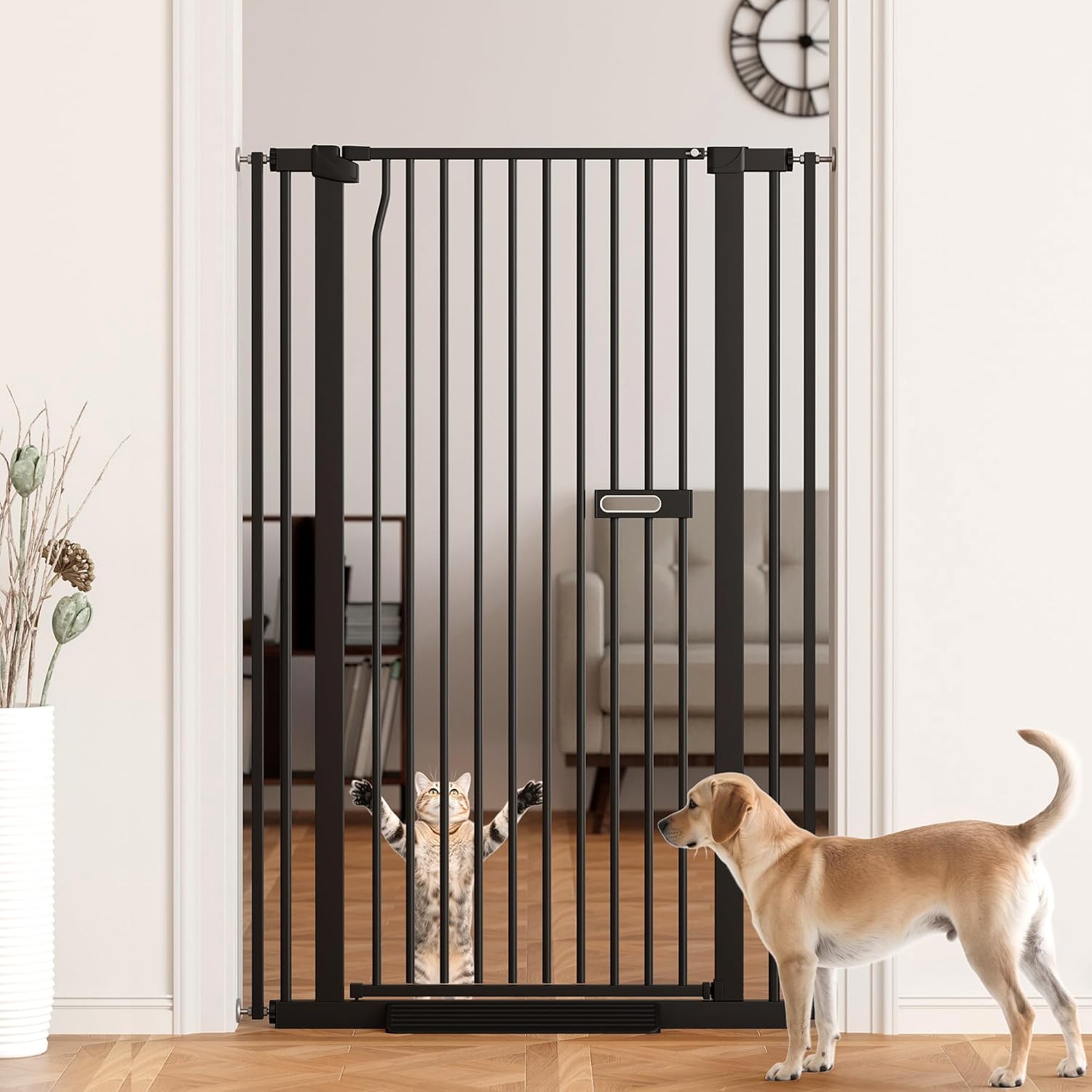Extra Tall Cat Gate 55.1 in for Doorways and Stairs Safety