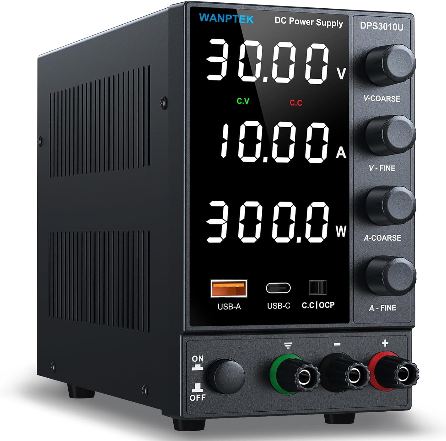 WANPTEK Power Supply: Precision Control 0-30V 0-10A, Quick-Charge, OCP