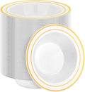 Disposable Soup Bowls with Gold Rim, 12oz Premium Heavy Duty Pack