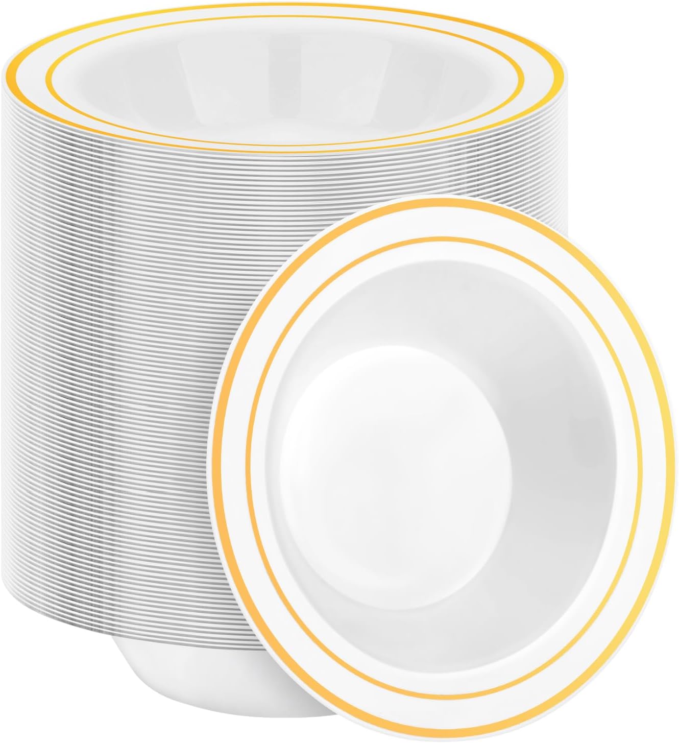 200 Pack Disposable Soup Bowls with Gold Rim for Any Occasion