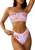 ZAFUL Strapless Textured Bandeau Bikini Set - Flattering Cheeky Cut