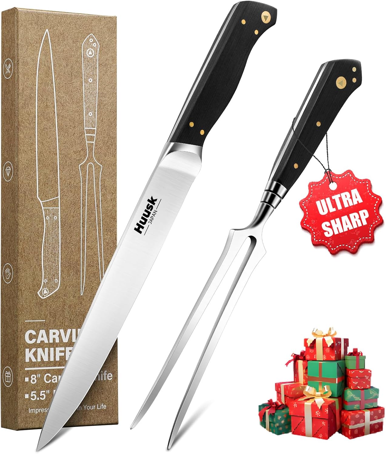 Huusk Turkey Carving Knife Set for Effortless Meat Slicing