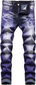 Men's Slim Fit Stretch Ripped Jeans for Men - Distressed Comfort