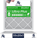 20x20x1 Air Filter MERV 8 6-Pack - Pleated HVAC Replacement