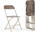 Plastic Folding Chair 4 Pack - Brown Lightweight 650LB Capacity