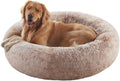 36 in Donut Dog Bed for Large Dogs Brown - Calming Fluffy Round Bed