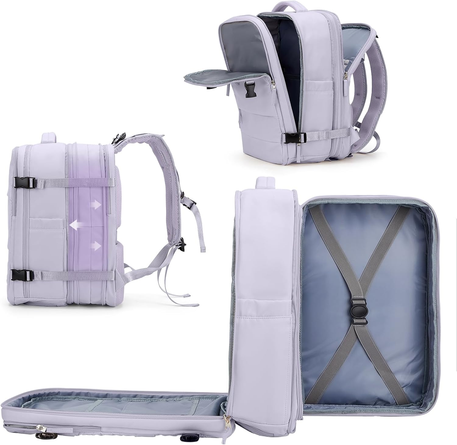 coowoz Large Waterproof Travel Backpack - Purple