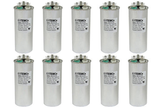 10 Pack 40+5 uF Dual Run Capacitor for HVAC Applications