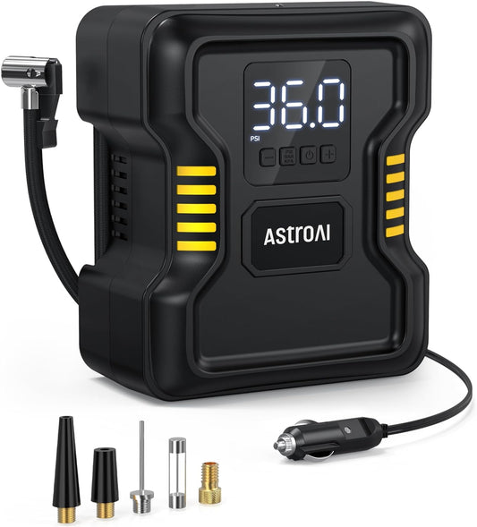 AstroAI 150PSI Portable Tire Inflator: Fast Inflation & LED Light