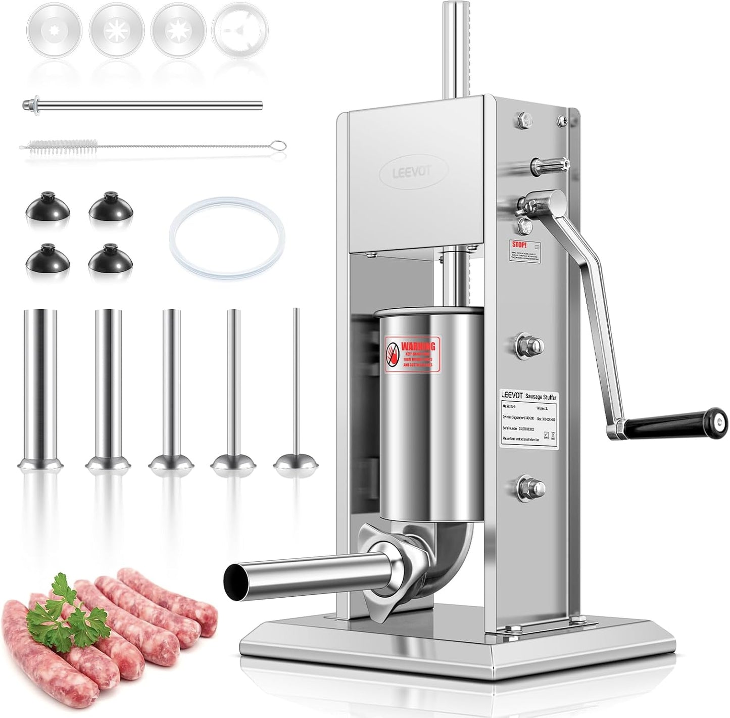 7Lb Sausage Stuffers with 2 Speeds and 5 Filling Tubes