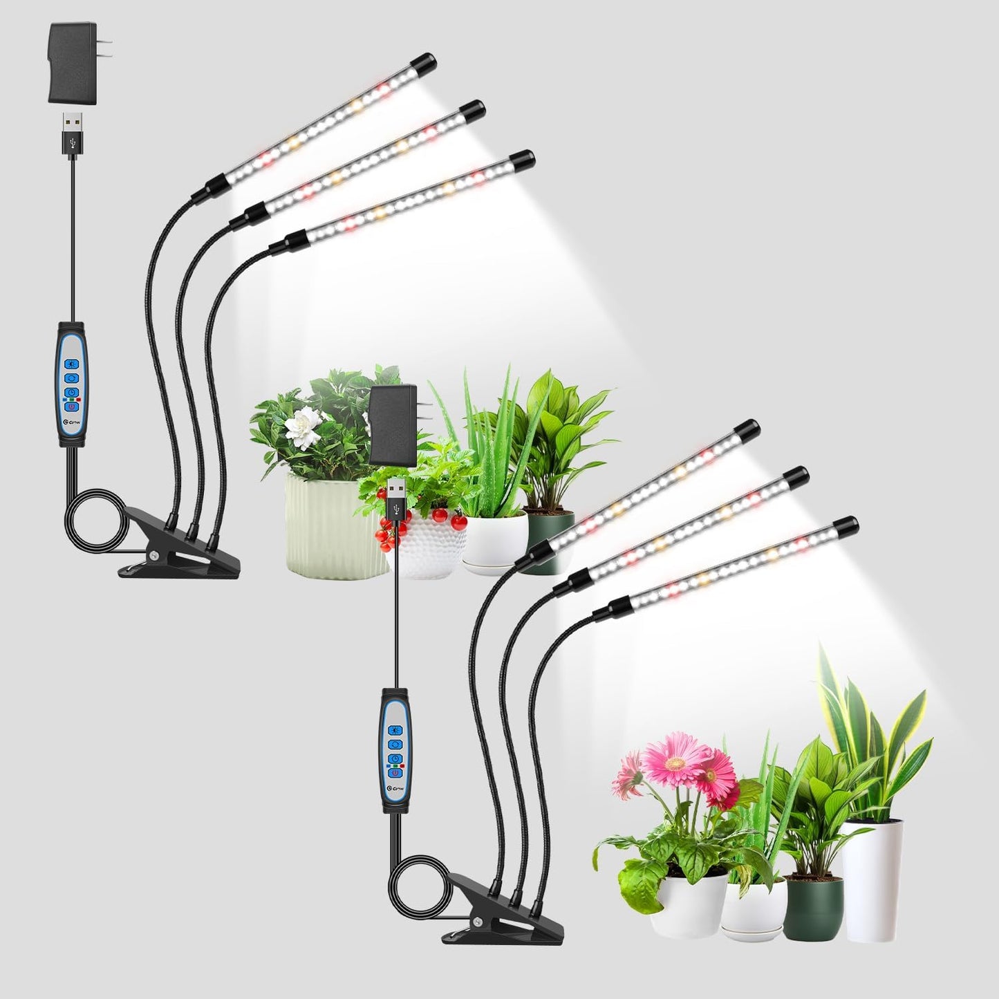 Indoor Plant Grow Lights with Auto Timer and Dimmable Brightness