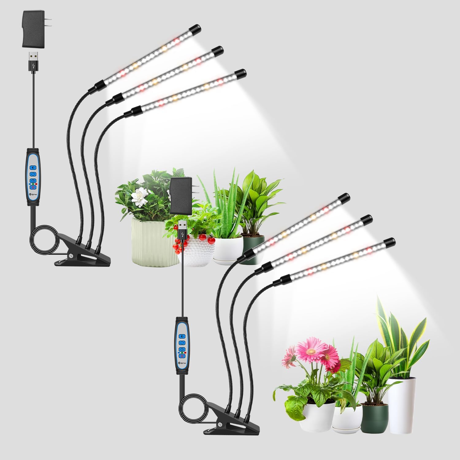 Indoor Plant Grow Lights with Auto Timer and Dimmable Brightness