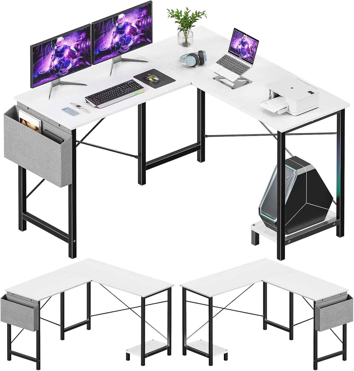 Sweetcrispy L Shaped Computer Desk for Gaming and Work