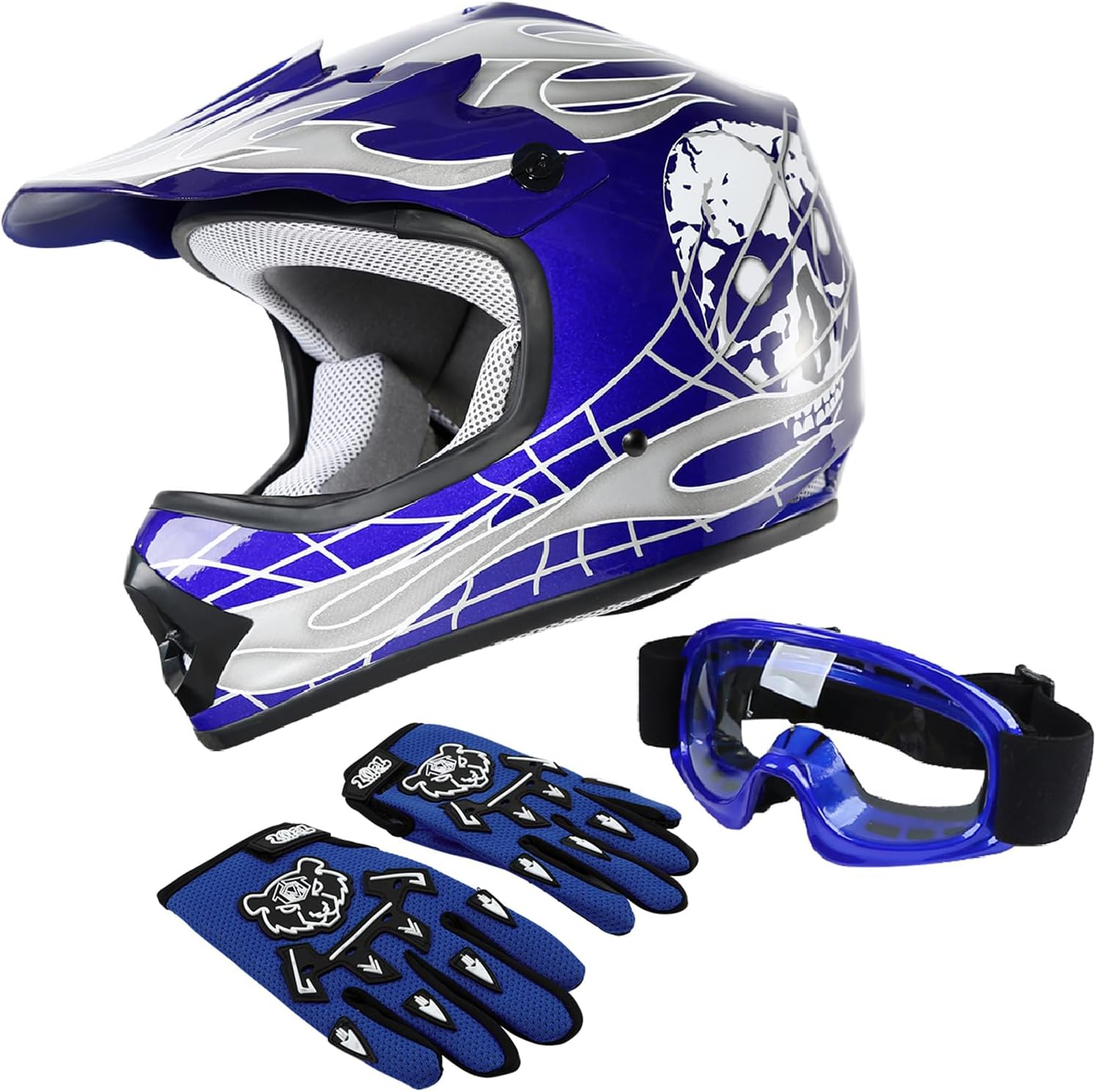 XFMT DOT Youth Kids Motocross Helmet with Goggles and Gloves