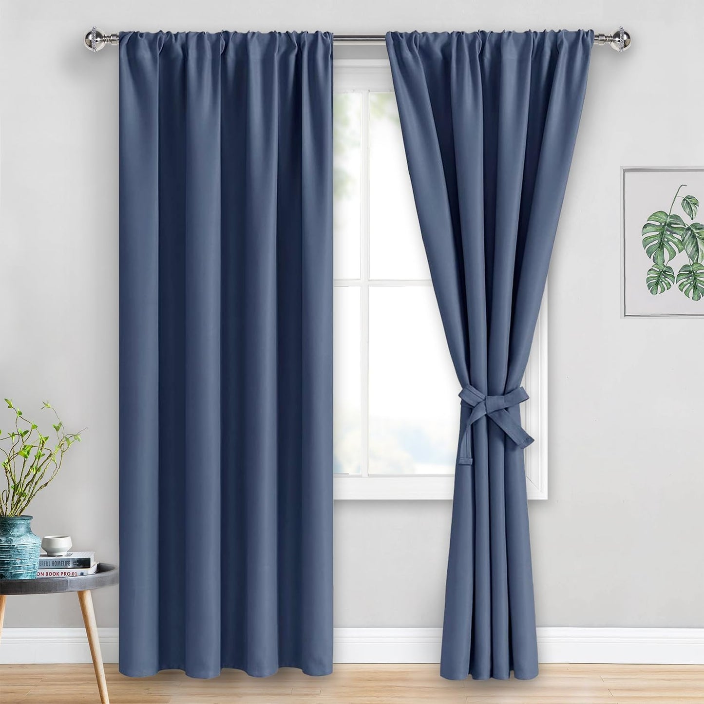 JIUZHEN Dusty Blue Blackout Curtains for Bedroom and Living Room