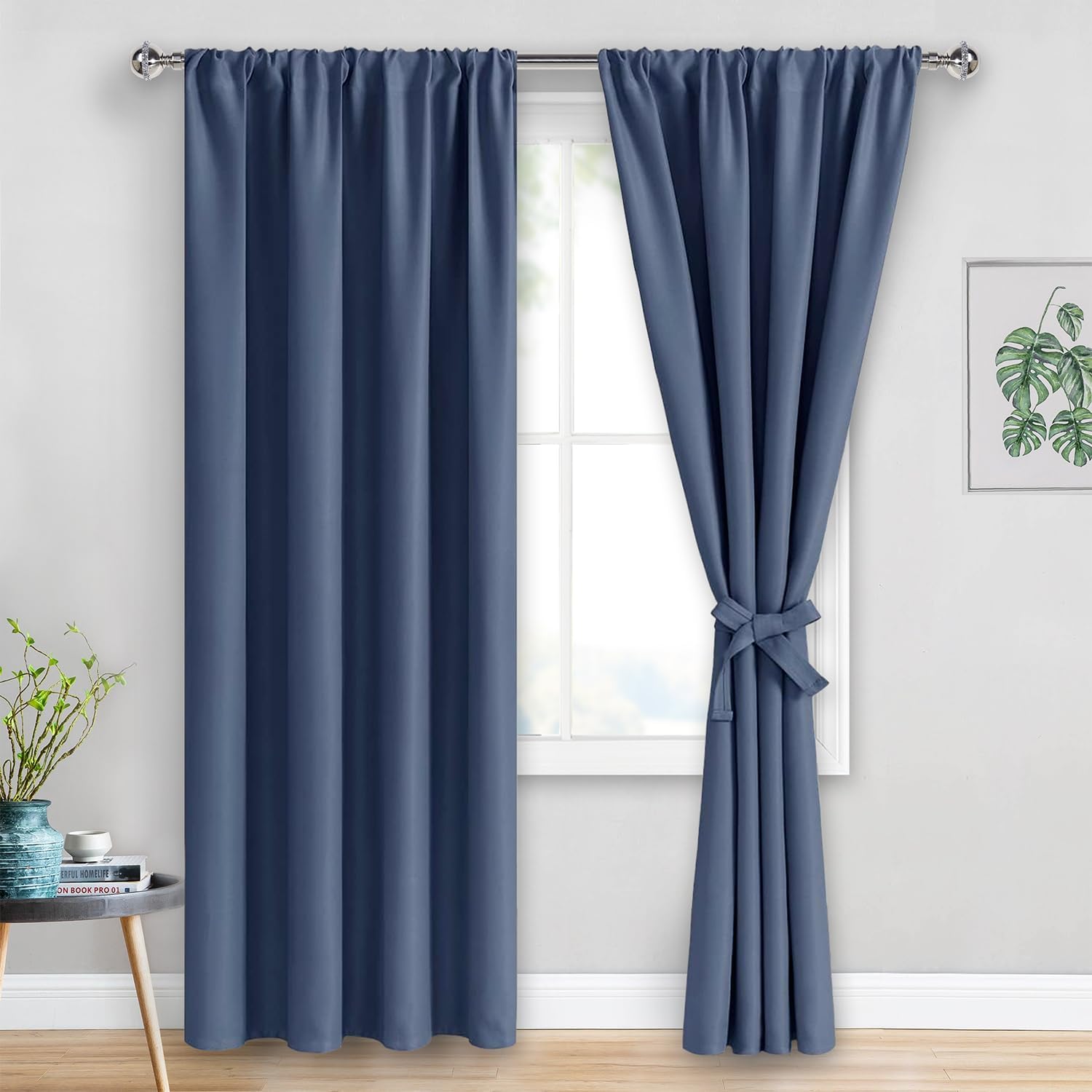 JIUZHEN Dusty Blue Blackout Curtains for Bedroom and Living Room