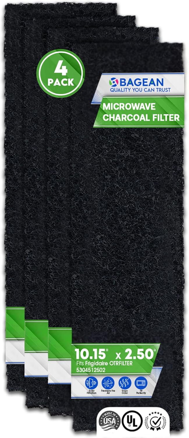 4-Pack Frigidaire Microwave Carbon Filters - Eliminate Odors & Refresh Kitchen Air with Bagean