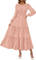 Fall Dresses for Women Long Sleeve Maxi Smocked A Line - Flowy