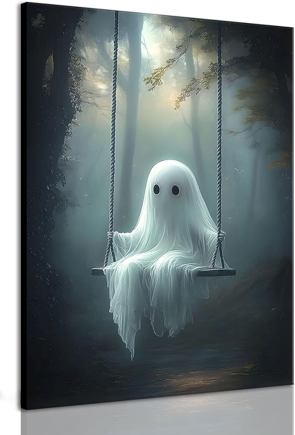Cute Ghost Canvas Wall Art for Spooky Halloween Decor