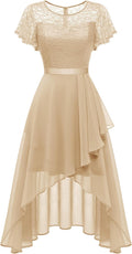 Wedtrend Women's Ruffle Wedding Guest Dress Midi - Elegant Lace Fit