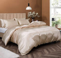 Silky Taupe Satin Duvet Cover King Size Set - Luxury Bedding