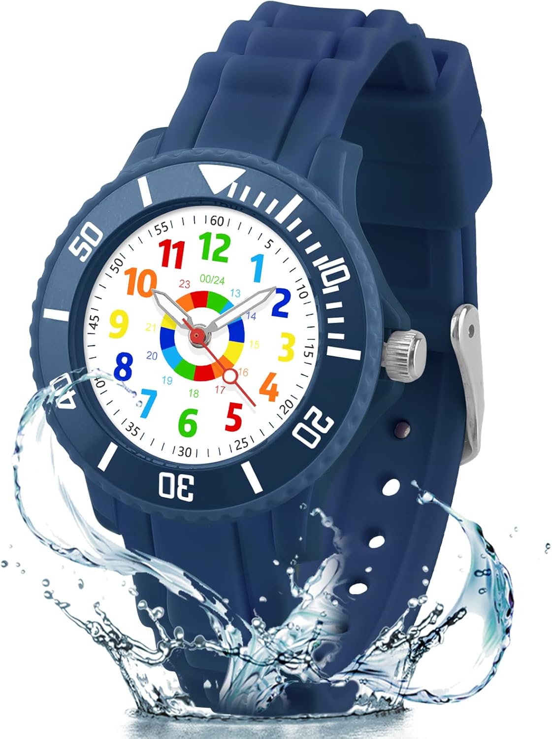 Interactive DTKID Kid's Analogue Watch - Easy Time Learning & Rotating Bezel